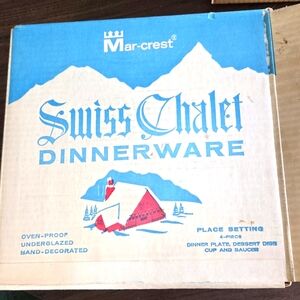 MAR-CREST Swiss Chalet Dinnerware 4 Pc Place Setting Sealed ORIGINAL BOX